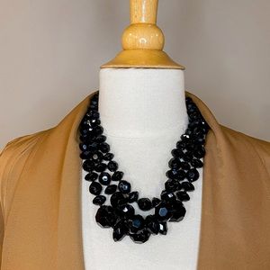 Black Beaded Statement Necklace